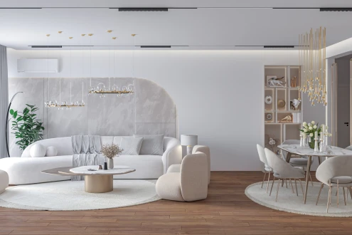 تصميم داخلي لشقة بأسلوب الغيوم