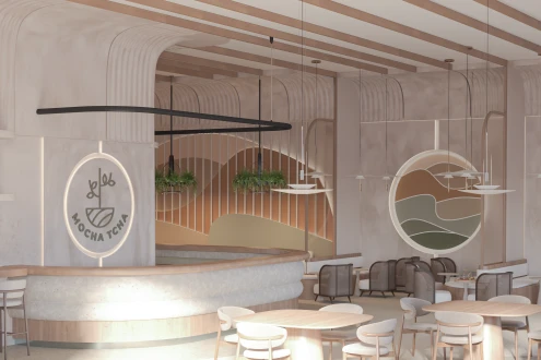 A Serene Café Inspired by Japanese Tea Fields