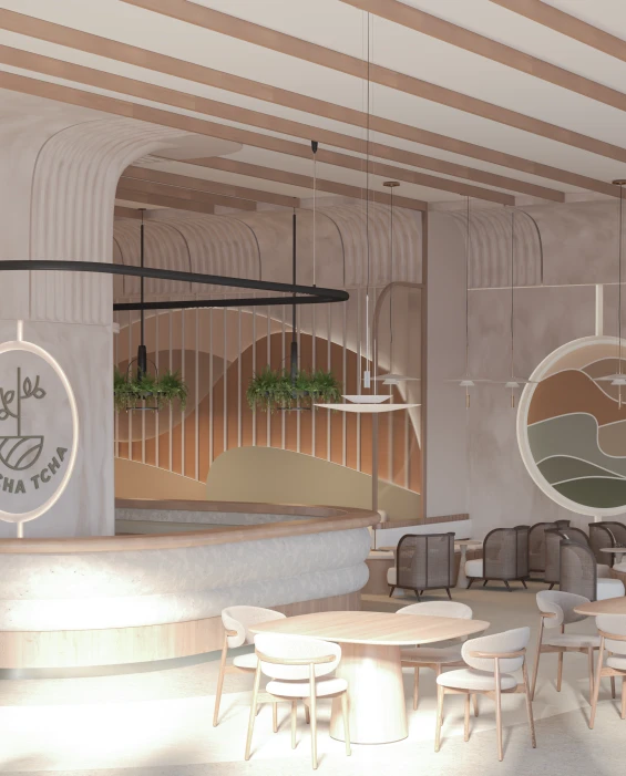 A Serene Café Inspired by Japanese Tea Fields